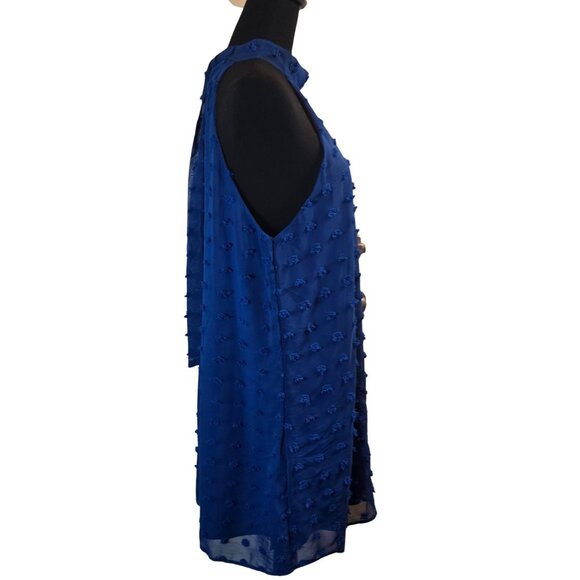 Sleeveless Halter Mini Cotton Puff Dress Sz: XXL Royal Blue - Picture 4 of 7